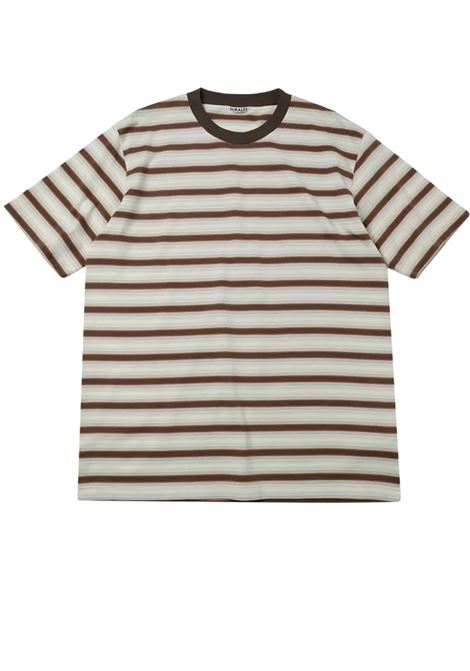 t-shirt uomo marrone AURALEE | A26ST02GJFADE BROWN STRIPE